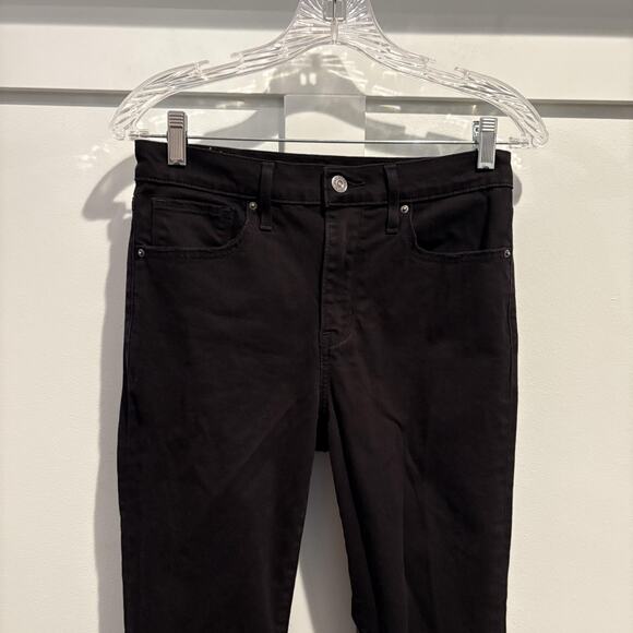 Levi’s Premium 724 High Rise Straight Jeans 28 Black Distressed Knee Hemmed 26” - Picture 4 of 16